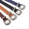 ceinture gothique rétro pour femmes, mode décontractée polyvalente, accessoires pour jeans, boucle ardillon argentée, imprimé léopard, ceinture en cuir pu
