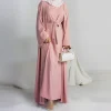 rimaire ensemble de robes abayas musulmanes classiques solides, manches sulf, slim, respirant, luxe, cadeau de ixpour dames, vente en gros