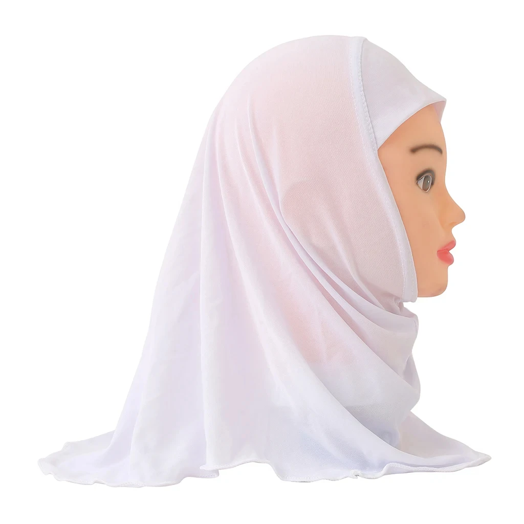 hijabs pour enfants de couleur unie, écharpe islamique pour filles musulmanes, châles doux et extensibles pour filles de 2 à 7 ans, turban 50cm