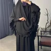 ramadan long khimar avec robe hijab eid musulman couvre chef femmes jilbab 2 pièces ensemble jubha islamique hijabs musulman vêtement de prière