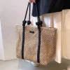 Sac de plage en paille élégant pour femmes, sac à main tissé de vacances, fourre-tout décontracté à poignée supérieure, sacs à bandoulière sous les bras à la mode