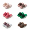 pantoufles en peluche décontractées à rayures confortables, chaussures douces et chaudes en coton pour la maison, antidérapantes, patchwork, chaussures plates pour la maison pour étudiantes