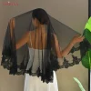 topqueen v224 voile de mariée en dentelle noire avec fard à joues bord en dentelle de haute qualité 1 couche accessoires d'halloween personnalisables