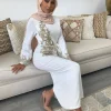 abaya brodé dubaï turquie, robe musulmane de soirée, de mariée, kaftan, vêtements islamiques, robe indienne pour femmes, 2021