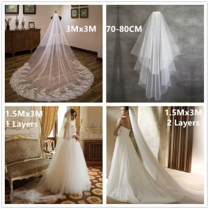 Image réelle blanc ivoire voile de mariage une couche doux Tulle voile de mariée tête voiles accessoires de mariage avec peigne
