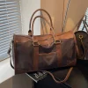 sac de voyage élégant en cuir – sac de week end réglable et de grande capacité avec fermeture à glissière et sangles en cuir durables