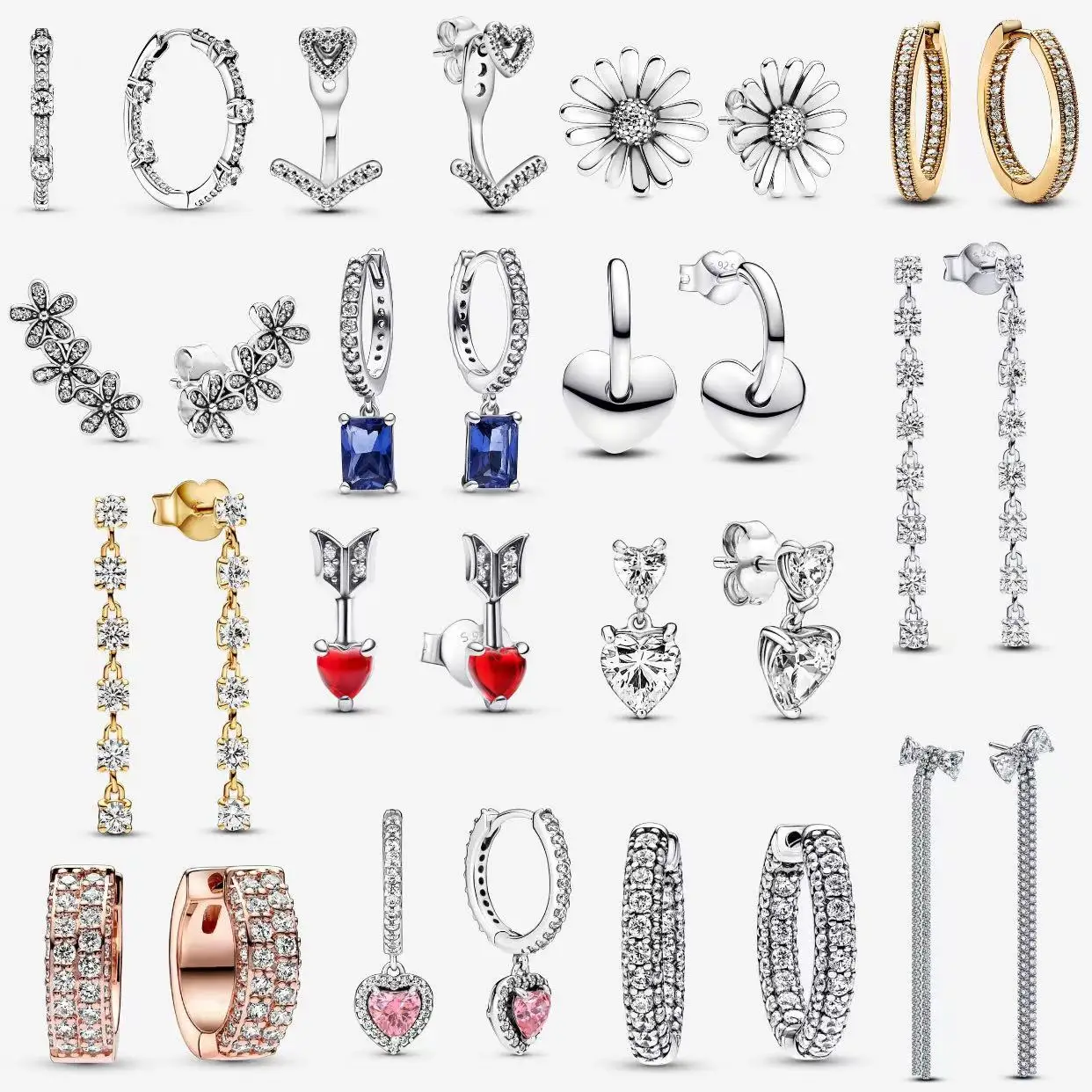 Boucles d'oreilles créoles colorées scintillantes en argent Sterling 925, bijoux hypoallergéniques ornés de Zircon, Style de luxe élégant pour femme
