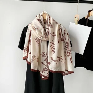 Écharpe florale respirante pour femmes, en Polyester à motifs d&rsquo;oiseaux, grand châle fin, léger, absorbant la sueur, foulard de protection solaire