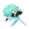 boutonnière bleue, accessoires de mariage, boutonnière du marié, broche de corsage de poignet, fleurs artificielles, bracelets de demoiselles d'honneur