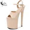 Beige femmes chaussures 20cm talon noir Sexy Super haut pôle danse fête talons hauts 8 pouces sandales plate-forme grande taille chaussures de mariage