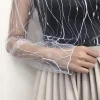 dentelle transparente femmes t shirt mode maille été mince bas chemise transparent à manches longues blouses dames hauts col haut t shirt soli