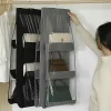 organisateur suspendu de sac à main noir avec 6/8 poches, sac de rangement pliable en tissu oxford pour placard familial et chambre à coucher