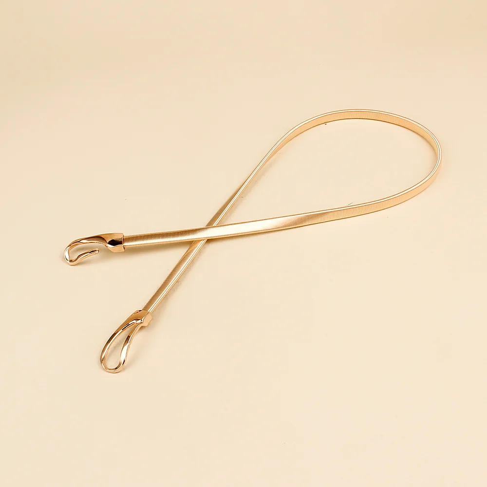 Ceinture fine élastique en métal doré pour femme, jupe assortie à la taille, robe décorative, crochet à la taille