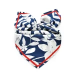 Foulards en soie naturelle College de fleurs rayées pour femmes, mouchoir en sergé, hijab en soie véritable, cadeaux de luxe, bleu et blanc, printemps et automne