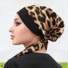bonnet hijab musulman imprimé léopard, sous capuchon intérieur élastique et respirant avec sangle réglable pour un usage quotidien, foulard turban islamique