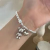 bracelets en argent sterling 925 pour femmes, chaîne de perles, accessoires tendance, vintage, simple, mignon, pendentif ours, bijoux de fête