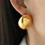 Boucles d&rsquo;oreilles ovales brillantes, simples et élégantes, haut de gamme européennes et américaines, mode exagérée