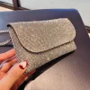 pochette femme avec strass argent sac à main sur chaîne sac de soirée en cuir pu dames mode soirée sac à bandoulière