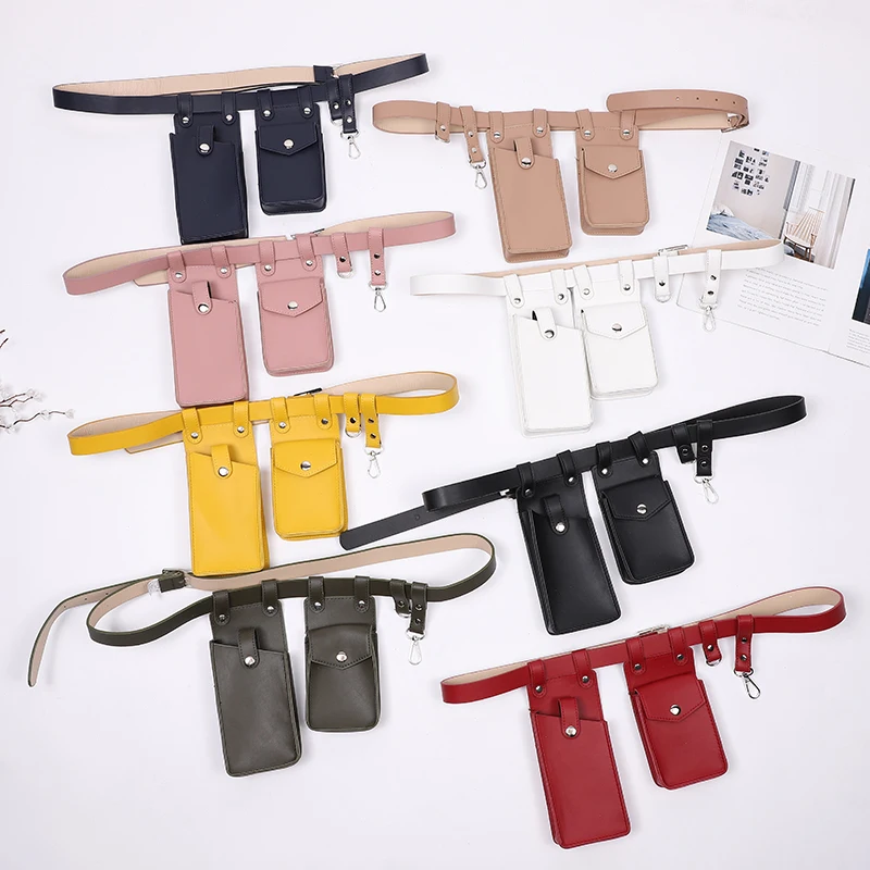 Sac de ceinture 2 pièces pour femmes, sacs de taille tactiques de luxe de styliste, sac banane à rabat en cuir, sac à bandoulière de poitrine