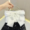 pochette de mariage blanche à nœud papillon, sac à main pour banquet, dîner féerique, pochette pour robe haute, sacs à chaîne, 2025