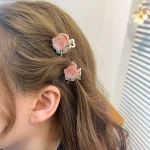 Petites griffes de cheveux en métal Rose pour femmes et filles, pinces à cheveux à fleurs douces, épingles à cheveux, accessoires pour cheveux, couvre-chef pour femmes, cadeaux