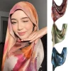 Écharpe hijab tissée aquarelle, en coton respirant, imprimé modal, écharpe islamique légère et douce pour femmes, châle de protection solaire
