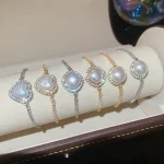 Bracelet en perles de cœur pour femmes, avec Zircon, élégant et délicat, poignet géométrique scintillant, bijoux à la mode, accessoire à main, 1739