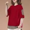 t shirt deux pièces à manches courtes pour femmes, haut ample et décontracté couvrant la chair, nouvelle collection été 2025