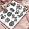 broches à nœud en strass noir pour femmes, épingle à plante en perles, épingles à revers en fleur, cadeaux de fête pour amis, accessoires bijoux