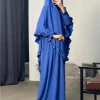 ramadan long khimar avec robe hijab eid musulman couvre chef femmes jilbab 2 pièces ensemble jubha islamique hijabs musulman vêtement de prière