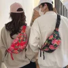 Sac banane pour femmes, grande fleur, sacs de ceinture en Nylon, sac de taille à la mode, sac à fermeture éclair réglable, léger, multifonction, étanche