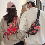 Sac banane pour femmes, grande fleur, sacs de ceinture en Nylon, sac de taille à la mode, sac à fermeture éclair réglable, léger, multifonction, étanche