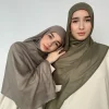 rayonne coton modal hijab avec capuchon intérieur 2 pièces ensemble hijabs pour femmes plaine écharpe châles grande taille foulard islamique turban ramadan