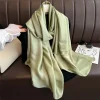 Foulard en Satin respirant de printemps, foulard en soie lisse de couleur unie, Absorption de la sueur, écharpe Hijab carrée légère pour vacances
