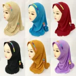 Hijab pour filles musulmanes, écharpe arabe islamique, châles pour enfants, motif de fleurs, Ramadan, beau