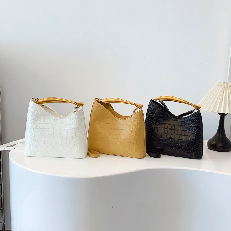 sac à main femme sac de luxe femme sacs marques luxes Sacs à main élégants à motif Crocodile pour femmes, sacs à poignée supérieure de luxe de styliste, seau à bandoulière de marque, dernière collection 2025