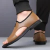 sandales pour hommes marque chaussures décontractées en plein air mode chaussons pour hommes chaussures de plage confortables de haute qualité en cuir homme plat 2025