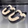 pantoufles plates en coton à plateforme pour femmes, mules en fourrure, chaussures d'hiver, diapositives chaudes en peluche, tendance, en cuir souple, décontractées, nouvelle collection 2025
