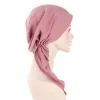 mode musulmane hijab turban chapeaux couleur unie longue queue bandeau élastique pirate chapeaux respirant chimio casquette pour femmes filles