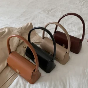 Sac à bandoulière rétro pour femmes, sac à main Simple de couleur unie, sac sous les bras Vintage