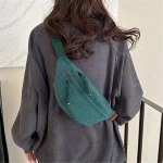 Sacs de ceinture décontractés en velours côtelé pour femmes, sac banane simple, sac de taille féminin, sac à main de hanche, sac de poitrine à bandoulière initié, nouvelle mode