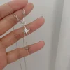 collier pendentif fée argent étoile à six points, chaîne de clavicule simple, pompon en zircon brillant, croix, doux, bijoux de mariage