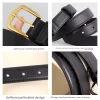 ceinture occidentale de luxe pour femmes, en cuir véritable, slim, avec boucle en métal doré, avec robes en jean