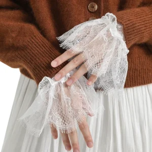 Poignets détachables pour femmes, manchettes plissées en dentelle pour robe mariée, faux poignets
