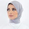 prêt à porter couverture complète intérieure instantanée hijab qualité supérieure jersey écharpe avec boutons à nouer au dos femmes musulmanes turban casquettes