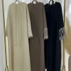 abaya brodée de fleurs en lin pour femmes, caftan musulman rétro, robes modestes, vêtements islamiques, kebaya de luxe élégant, 2024
