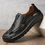 Sandales d&rsquo;été pour hommes, confortables, grande taille, en cuir, faites à la main, antidérapantes et portables, sandales de conduite décontractées pour l&rsquo;extérieur