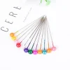 Épingles à coudre droites pour la confection de robes, tête de perle ronde colorée, points grossiers, outils de couture bricolage, positionnement, 38cm, 100 pièces par boîte