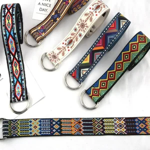 Ceinture tressée en Nylon pour hommes et femmes, Style ethnique, multi-décontracté, Double anneau, boucle, tissage, sangle en toile