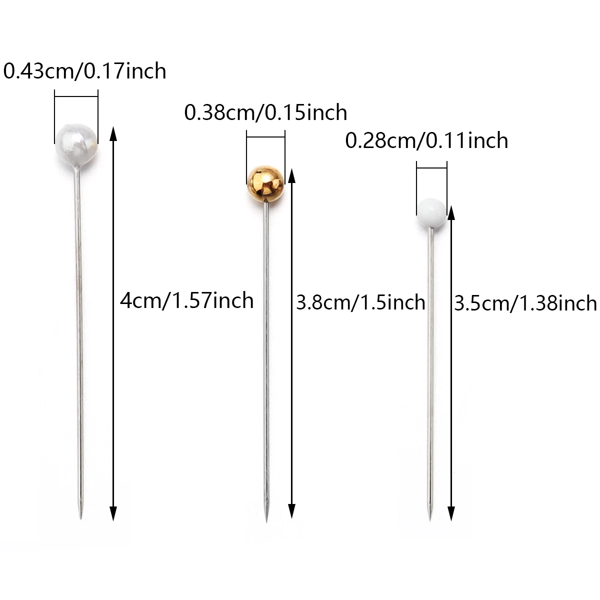 aiguilles à tête de perle ronde colorée 35 40mm, 100 pièces, points droits, épingles à coudre pour la couture, bricolage, outils de couture, positionnement
